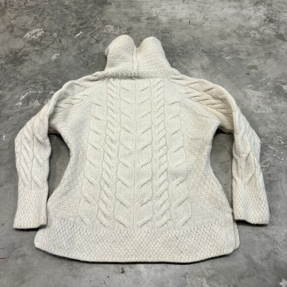 Shannon Woolen Mills Sweater Women Small White Beige Ireland Thick Turtleneck - Picture 6 of 6